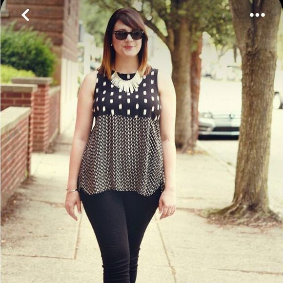 Madewell Sunbask Tank Black White Ikat Print Split Sides Blouse - Picture 7 of 8